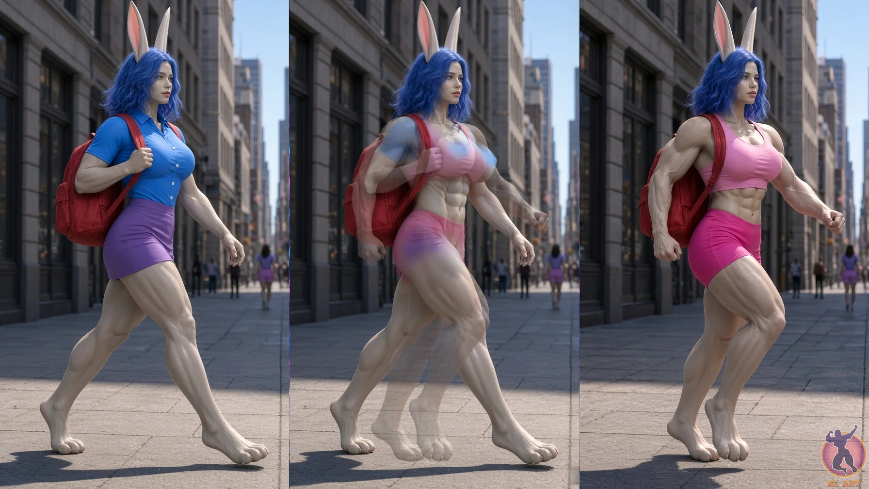 Lisa changing mid stride